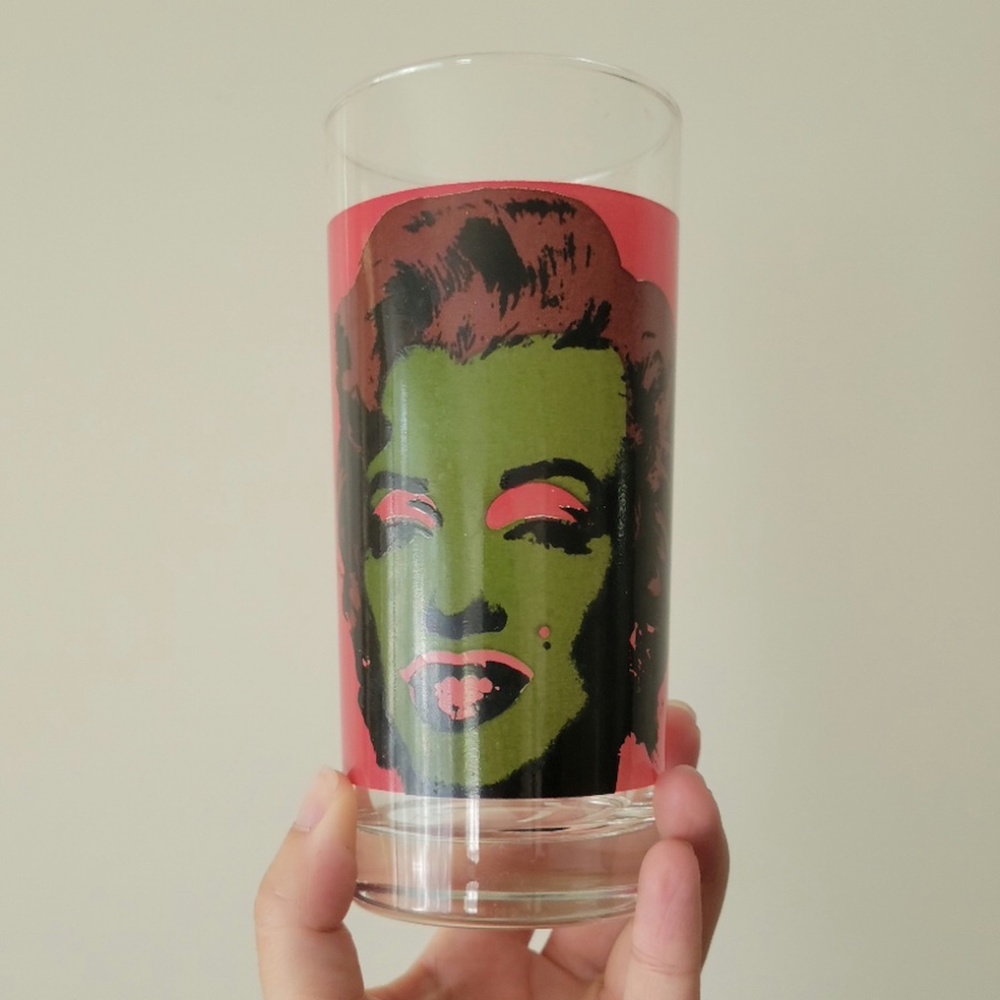 Vintage Pop Art Andy Warhol Marilyn Monroe Highball Beverage Glass...RAR…